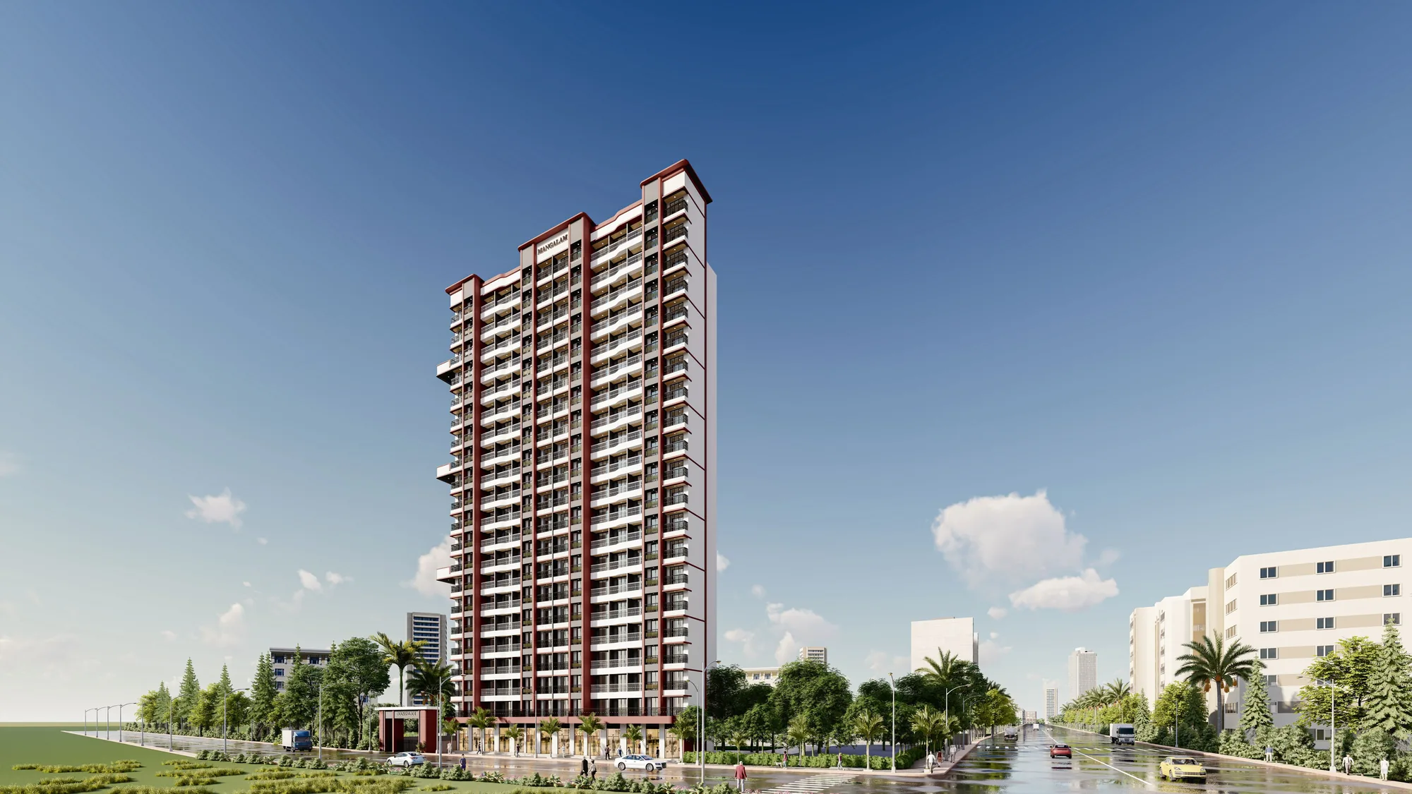 Artist's impression of the tower seen from the main road