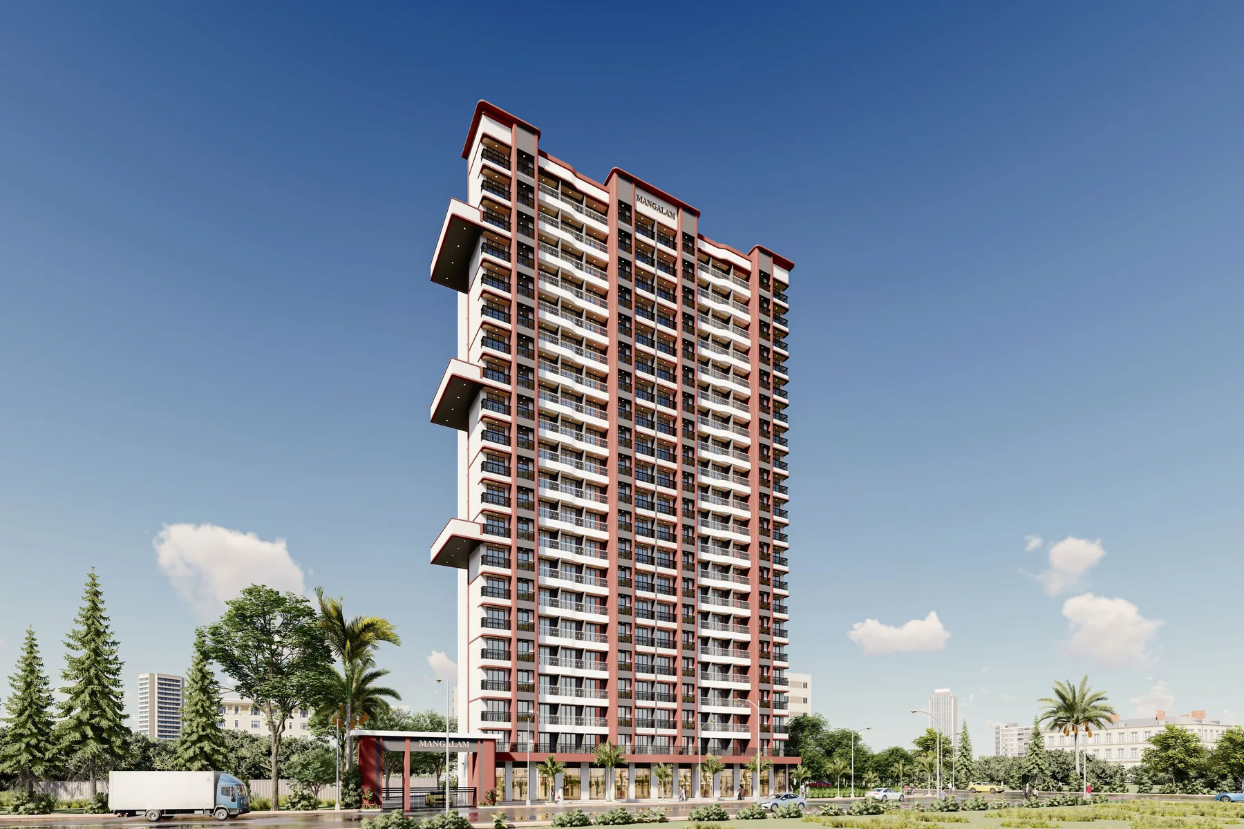 Artist's impression of the full tower elevation by day