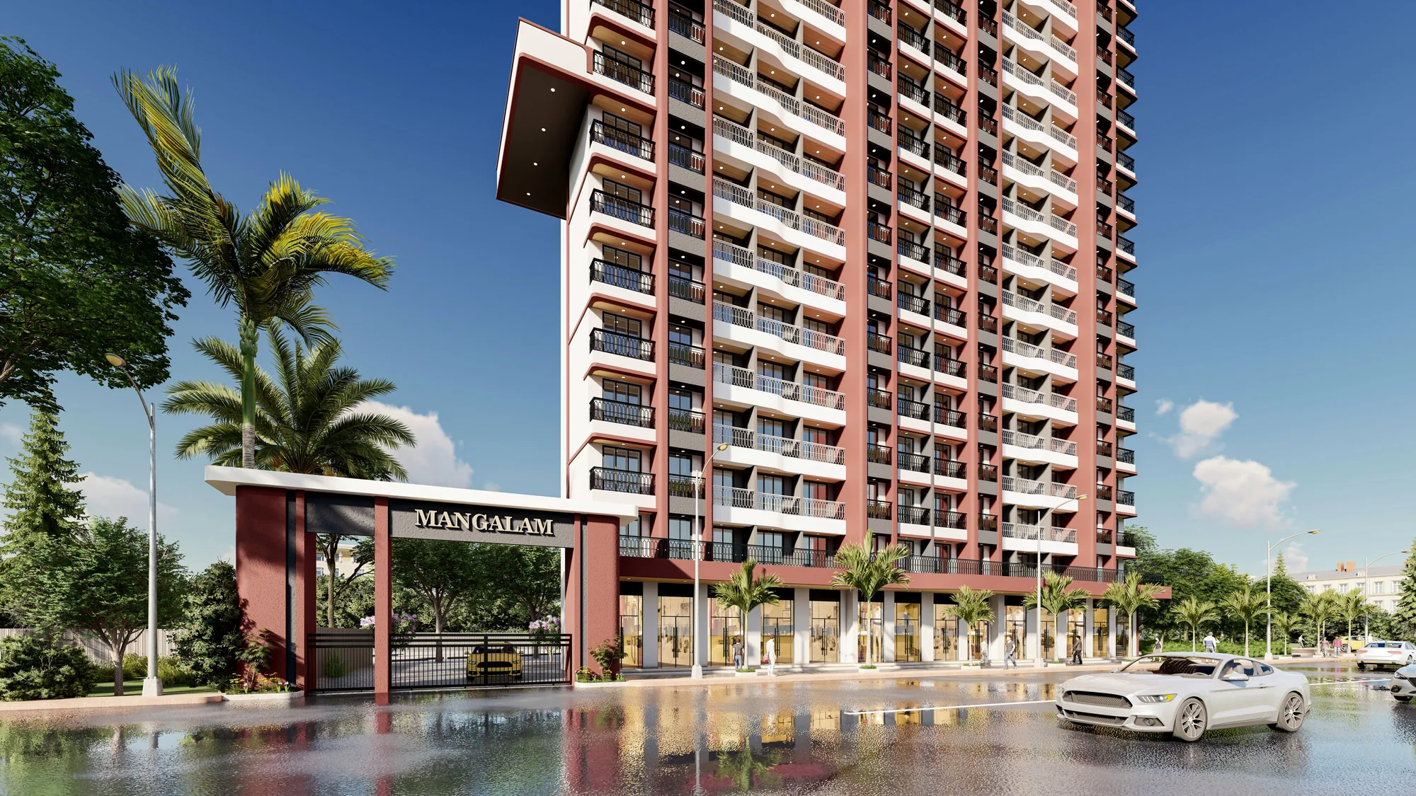 Artist's impression of the entrance gate and podium at street level